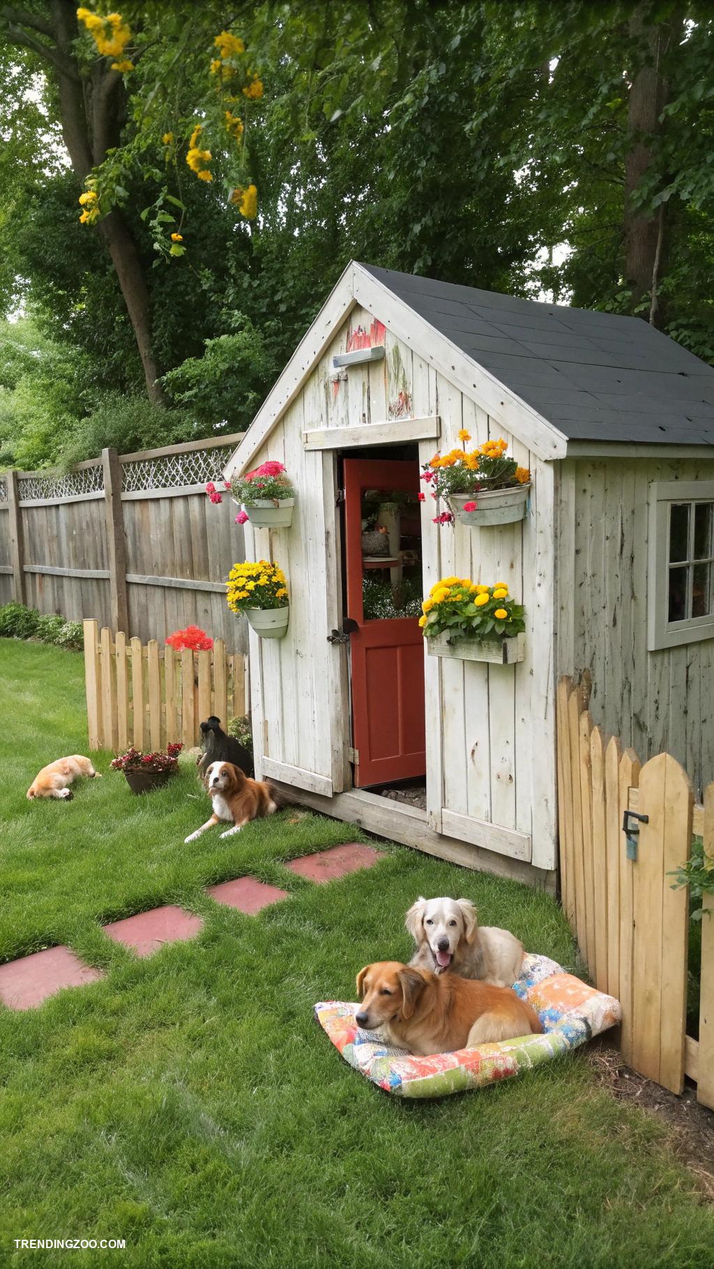 rustic dog house designs Garden shed turned dog sanctuary