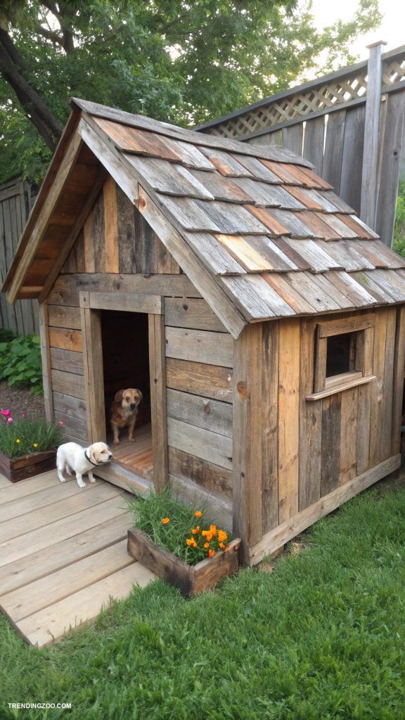 rustic dog house designs Reclaimed barn wood cozy retreat
