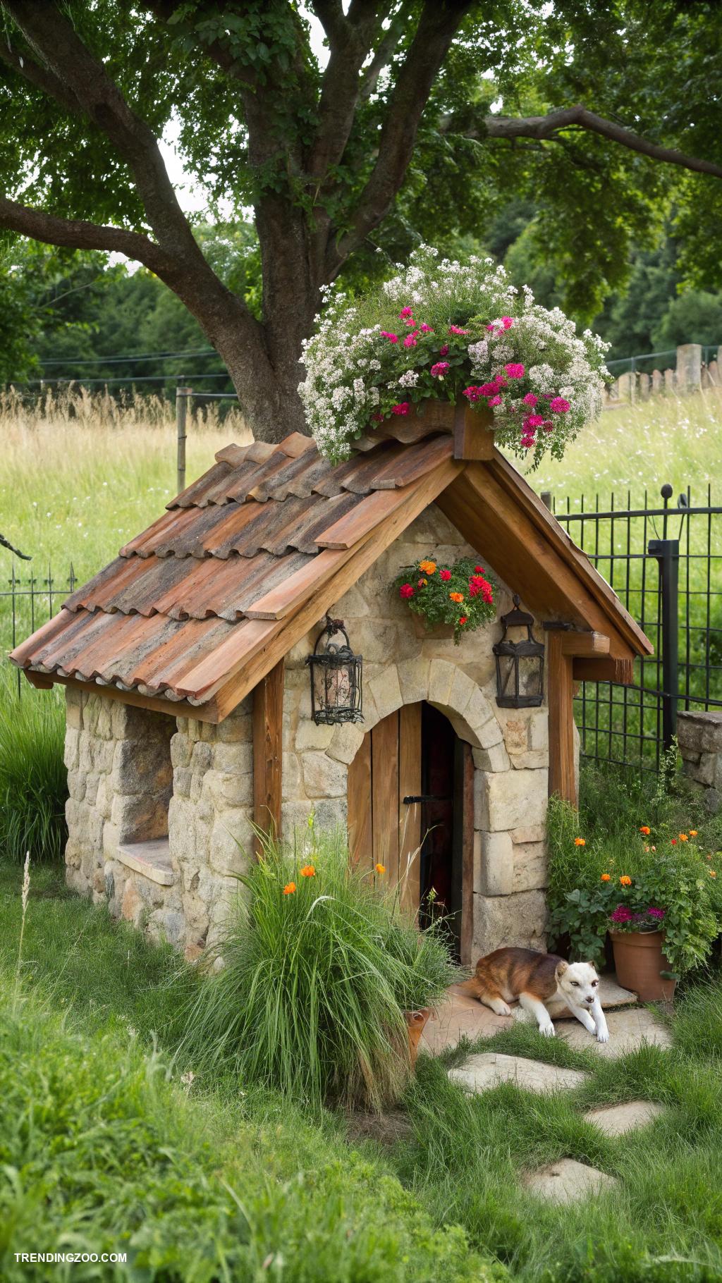 rustic dog house designs Rustic stone and timber house