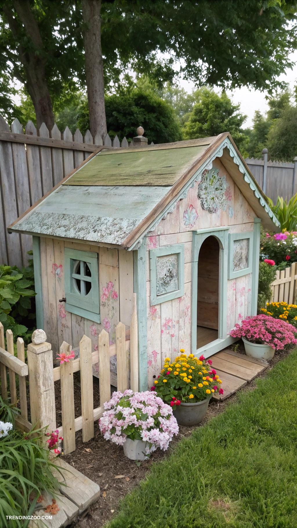 rustic dog house designs Shabby chic pallet dog cottage