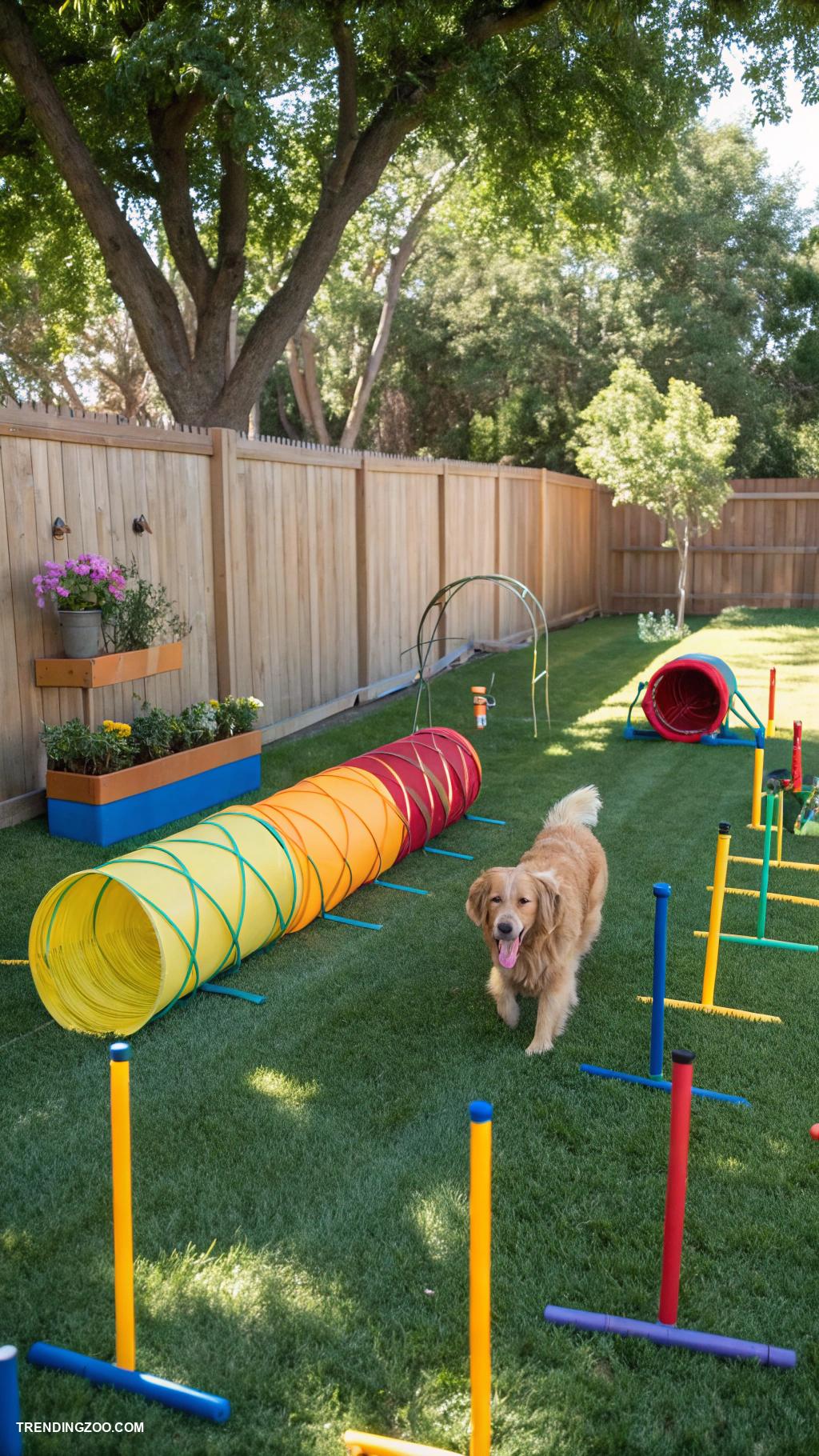 side yard dog run ideas Obstacle course for active dogs