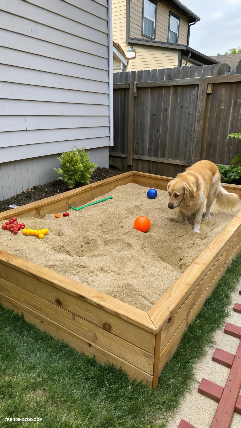 side yard dog run ideas Sand pit for digging and playing