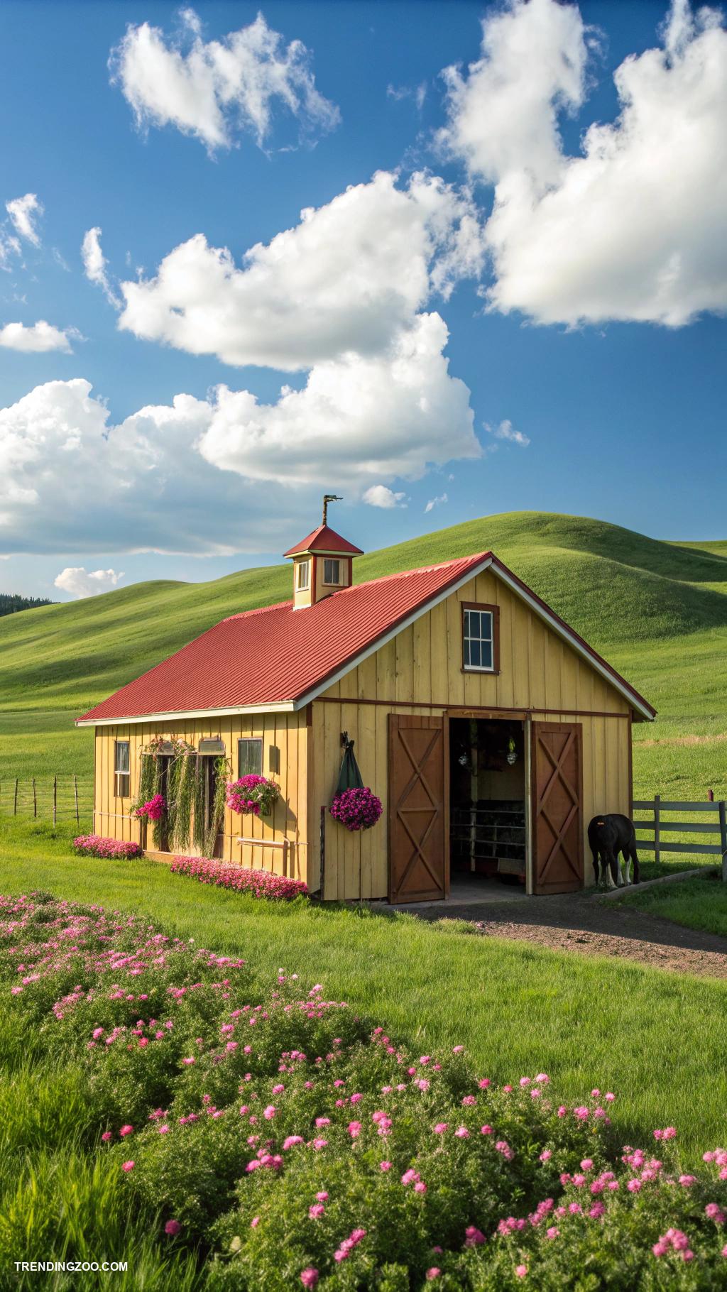 simple horse barns Compact barn with tack storage