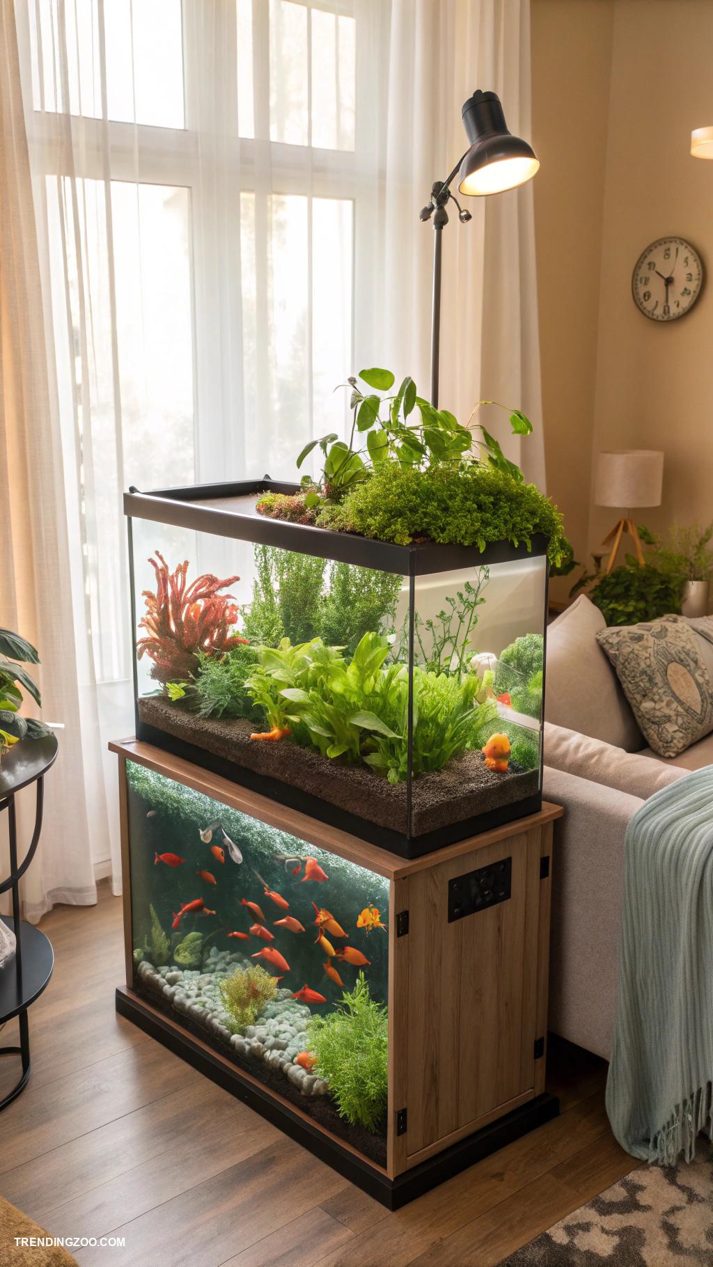 aquarium ideas Aquaponics system combining fish and vegetables