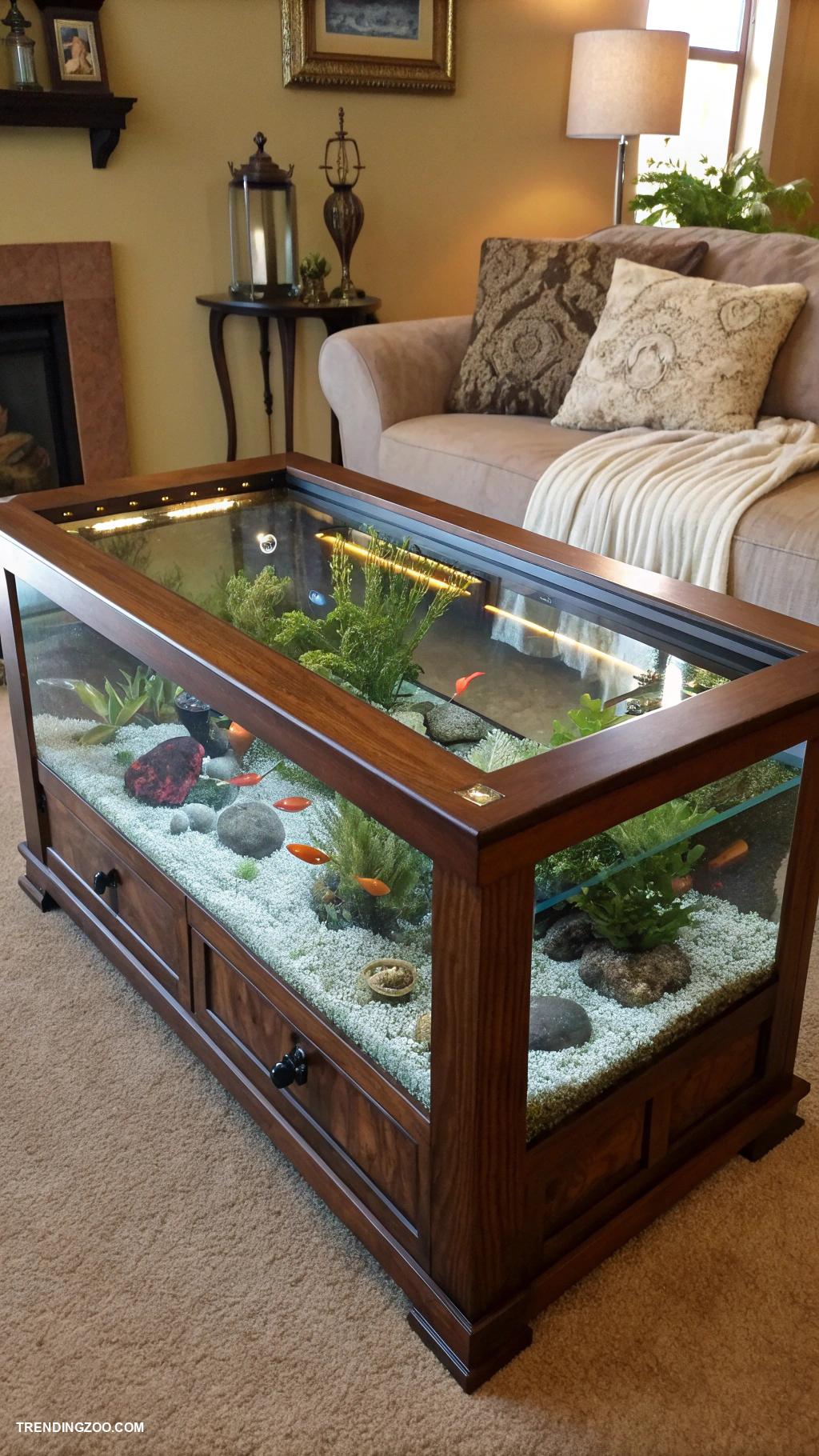 aquarium ideas Floating aquarium coffee table centerpiece