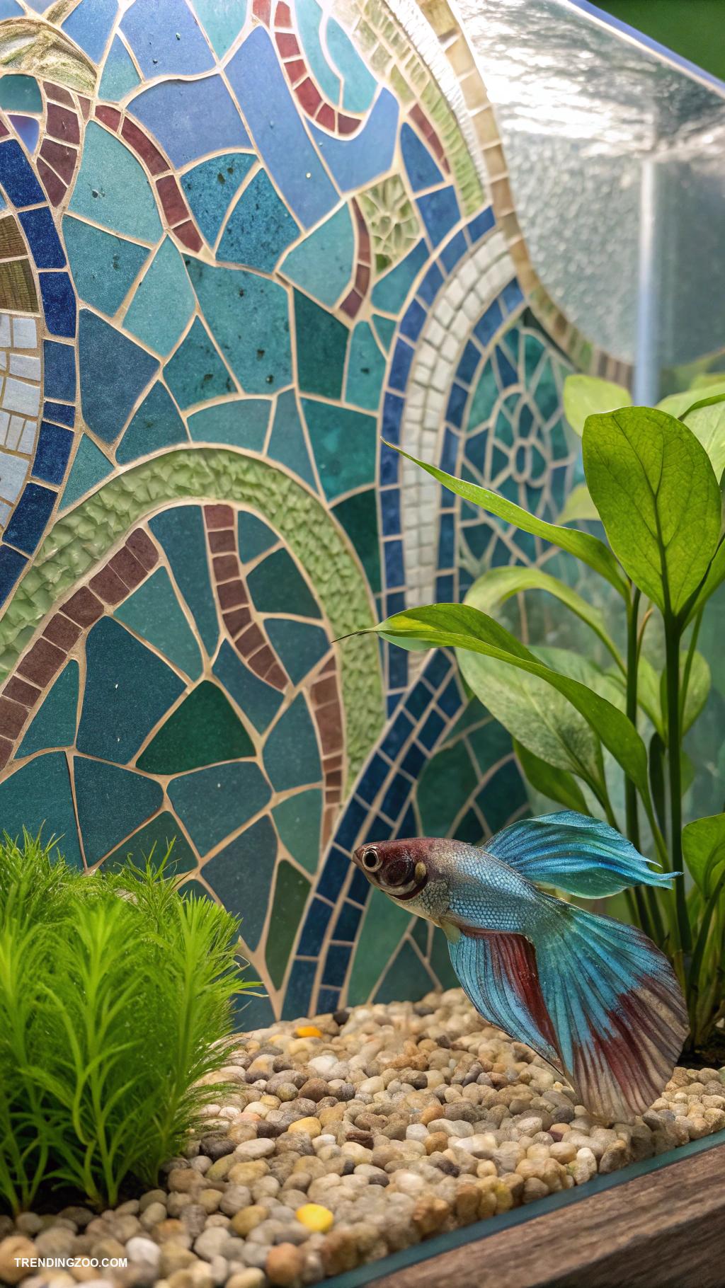 betta fish tank ideas Colorful mosaic tile background aquarium