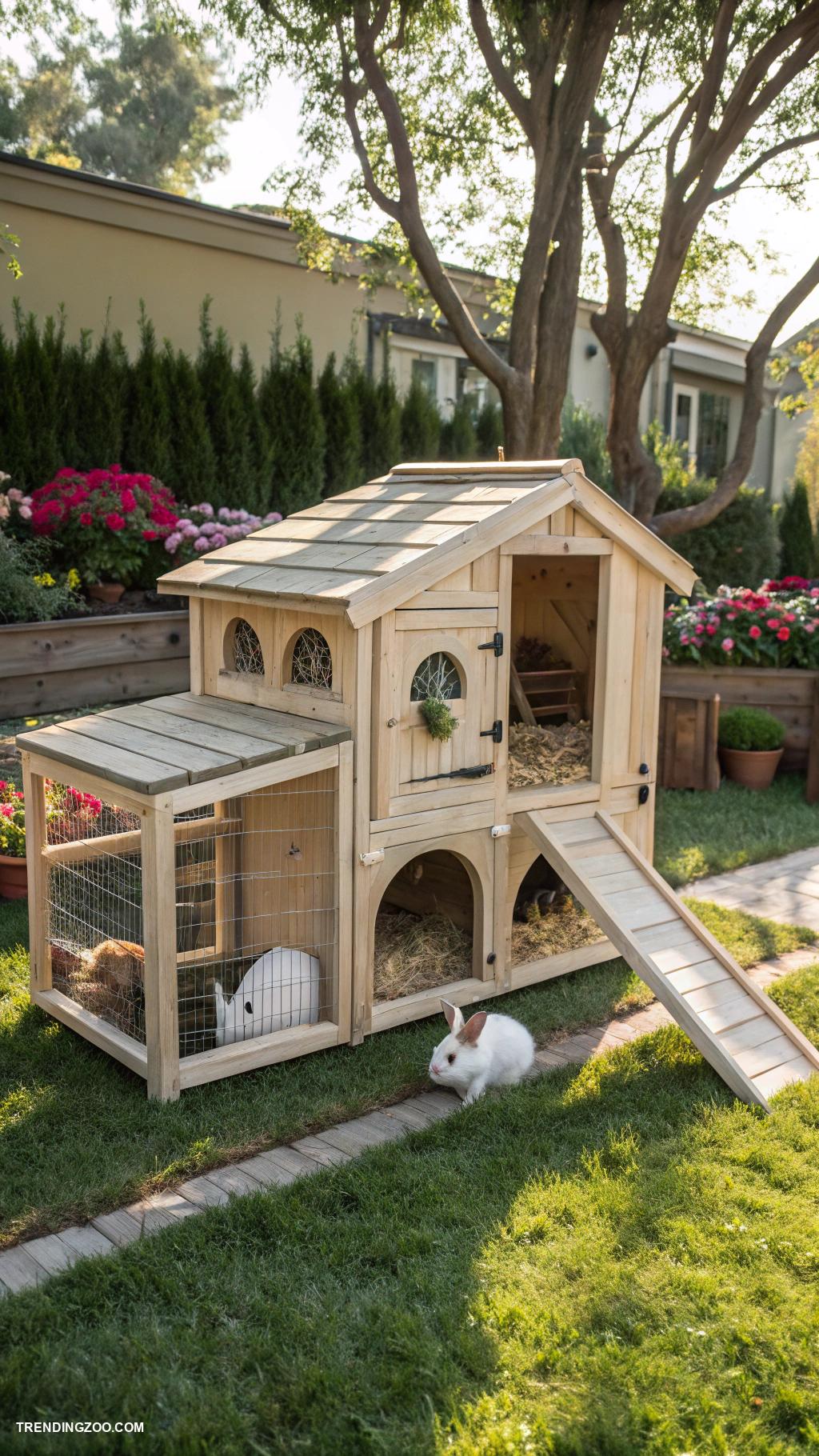 bunny cages Bunny playhouse with tunnels and ramps
