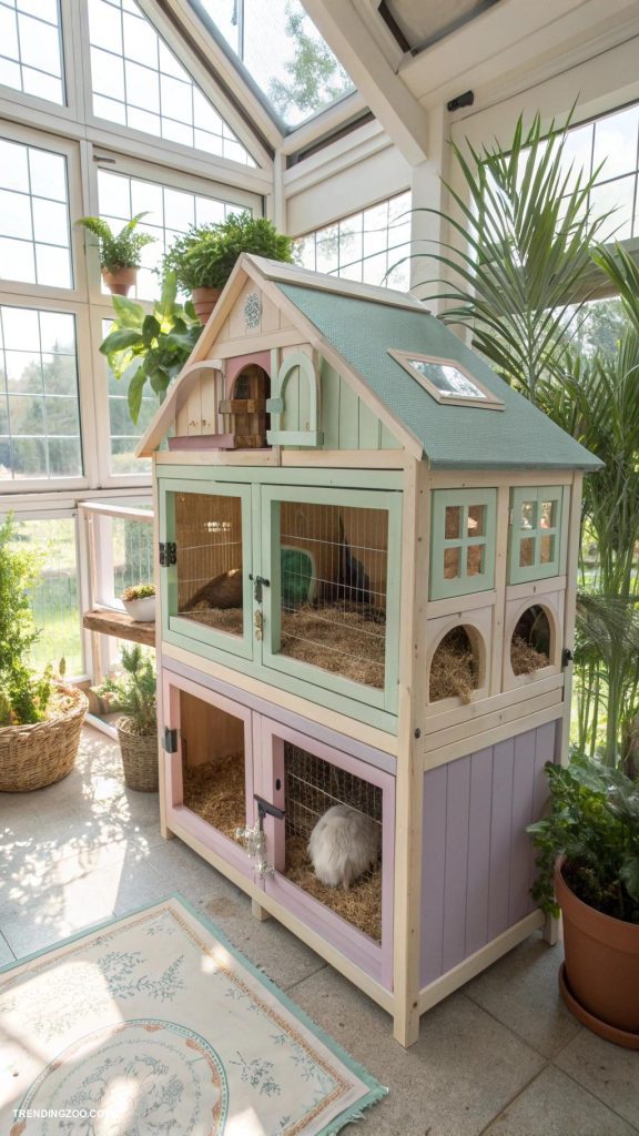 bunny cages Indoor rabbit mansion with multiple levels