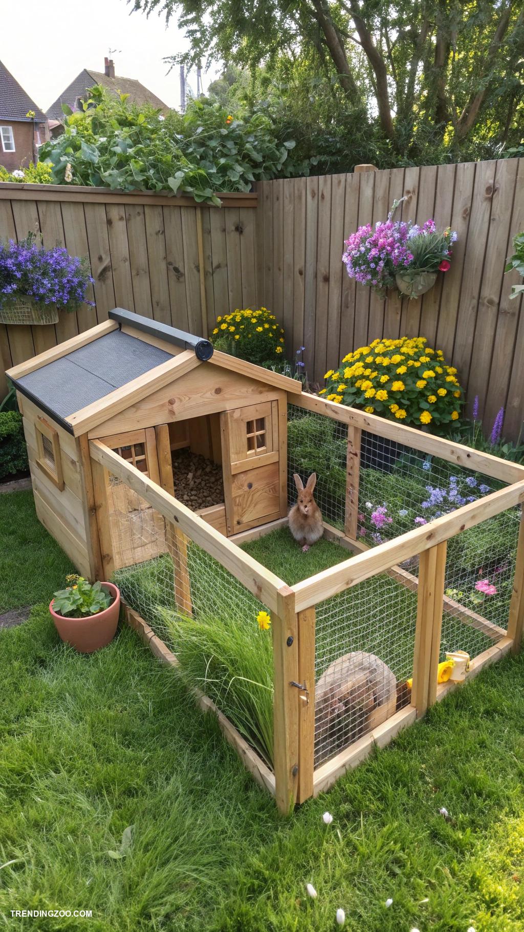 bunny cages Nature inspired outdoor pen with plants