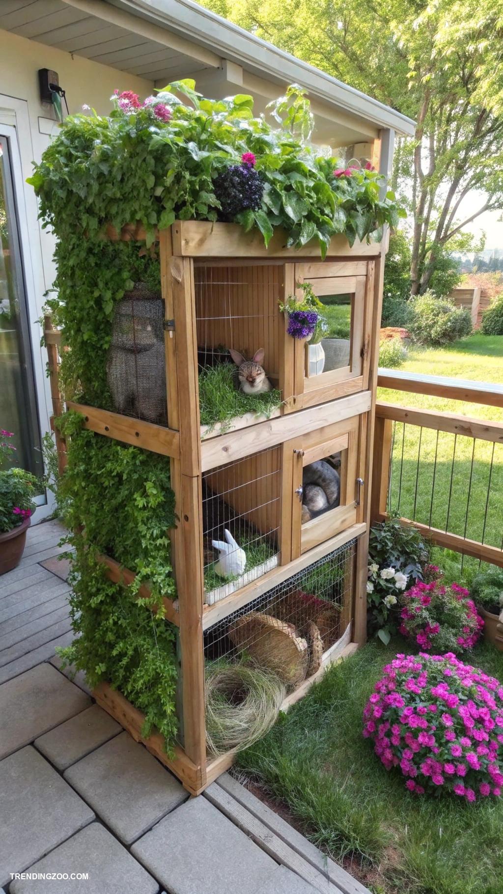 bunny cages Vertical garden bunny condo with plants