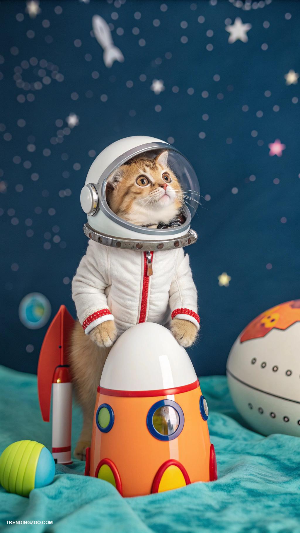 cat halloween costumes Astronaut with helmet and space suit