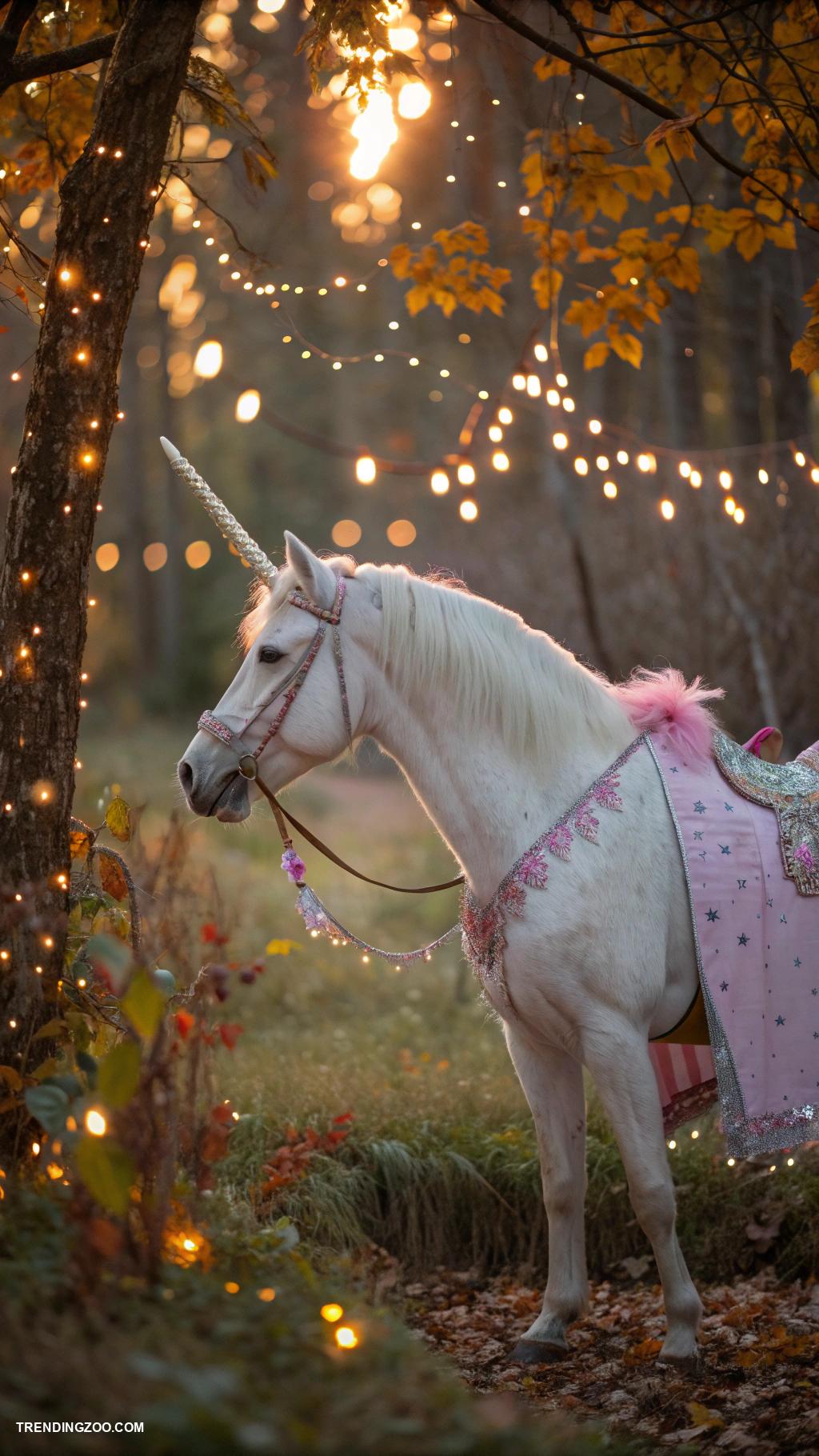 cat halloween costumes Magical unicorn with glittery horn and saddle