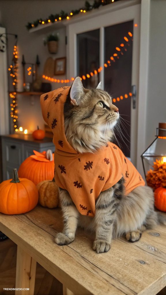 cat halloween costumes Pumpkin spice with orange fabric and details