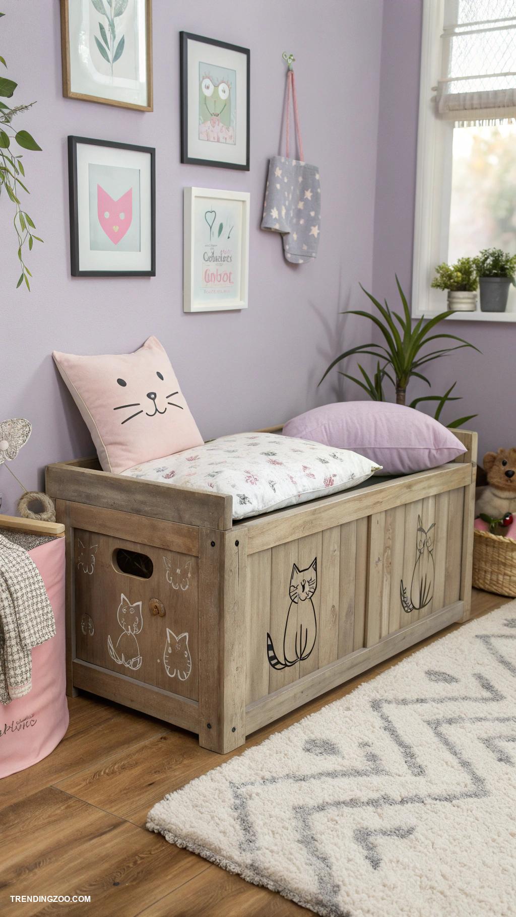 cat themed bedroom ideas Stylish litter box disguised as decor