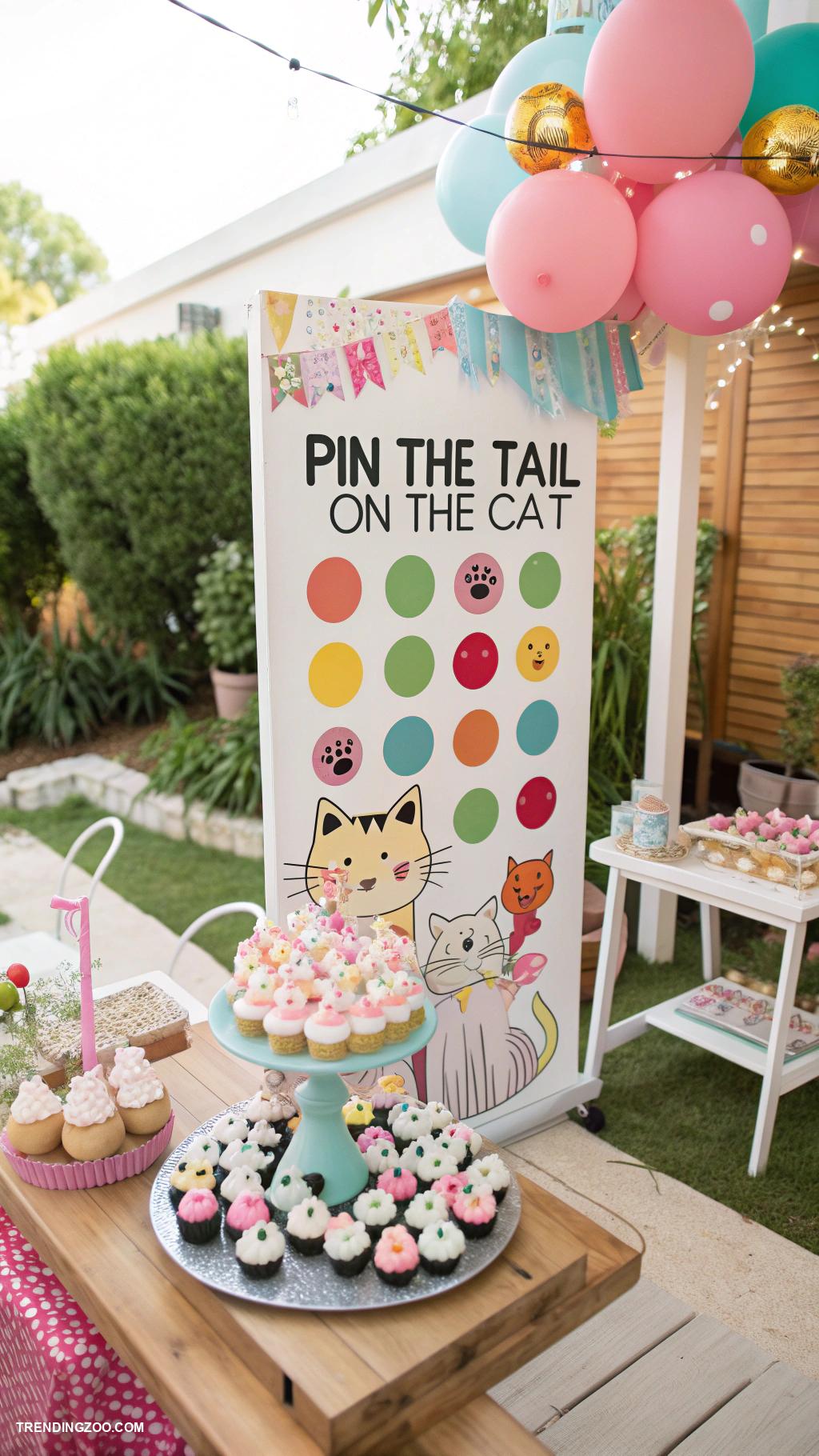 cat themed birthday party Cat themed games like pin the tail