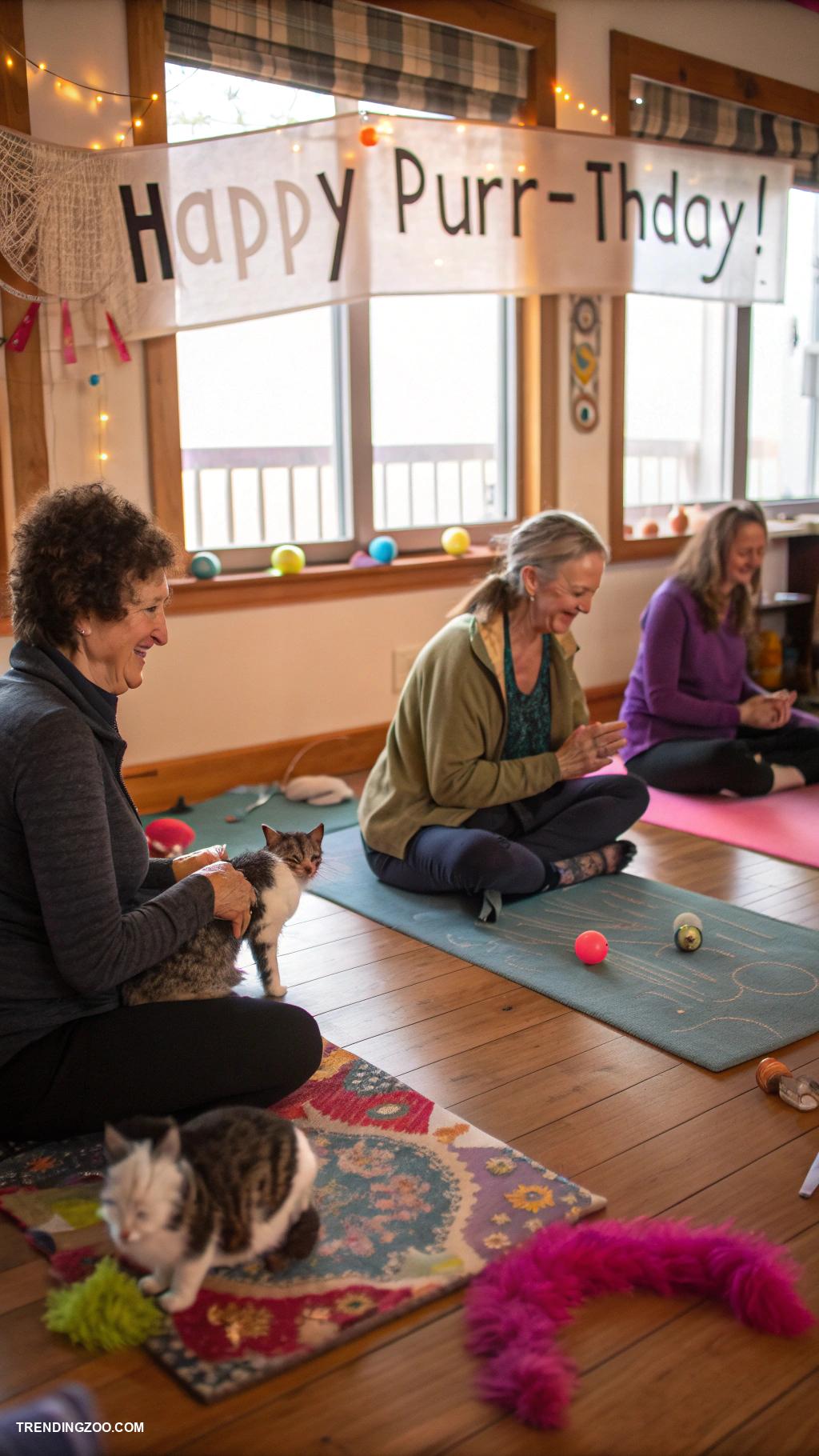 cat themed birthday party Cat yoga session for owners and pets
