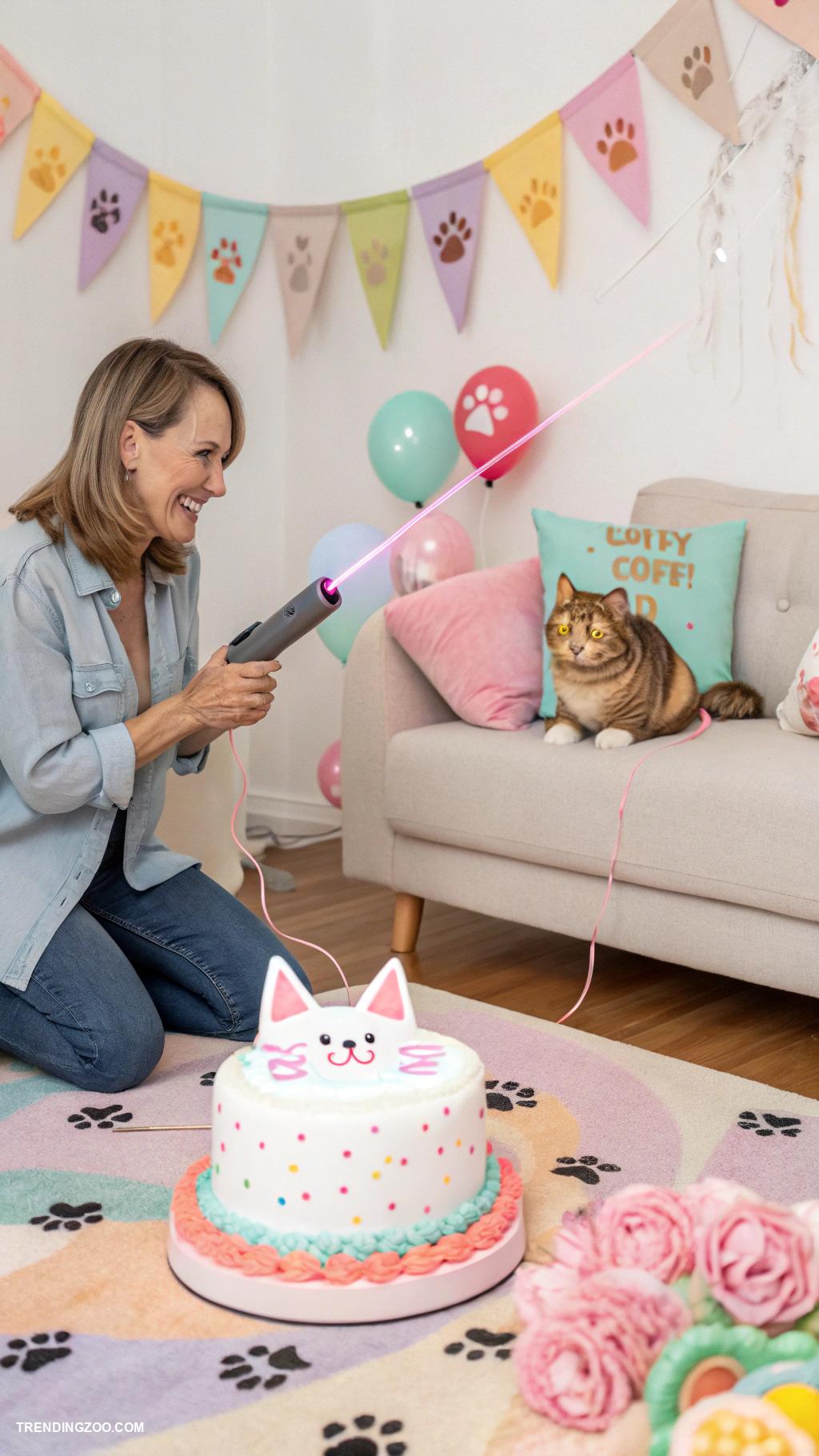 cat themed birthday party Interactive laser pointer games