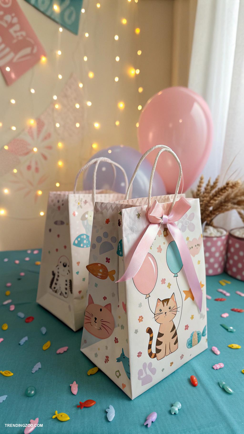cat themed birthday party Paw some cat themed gift bags for guests