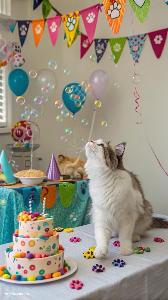 cat themed birthday party Scented catnip bubble party fun