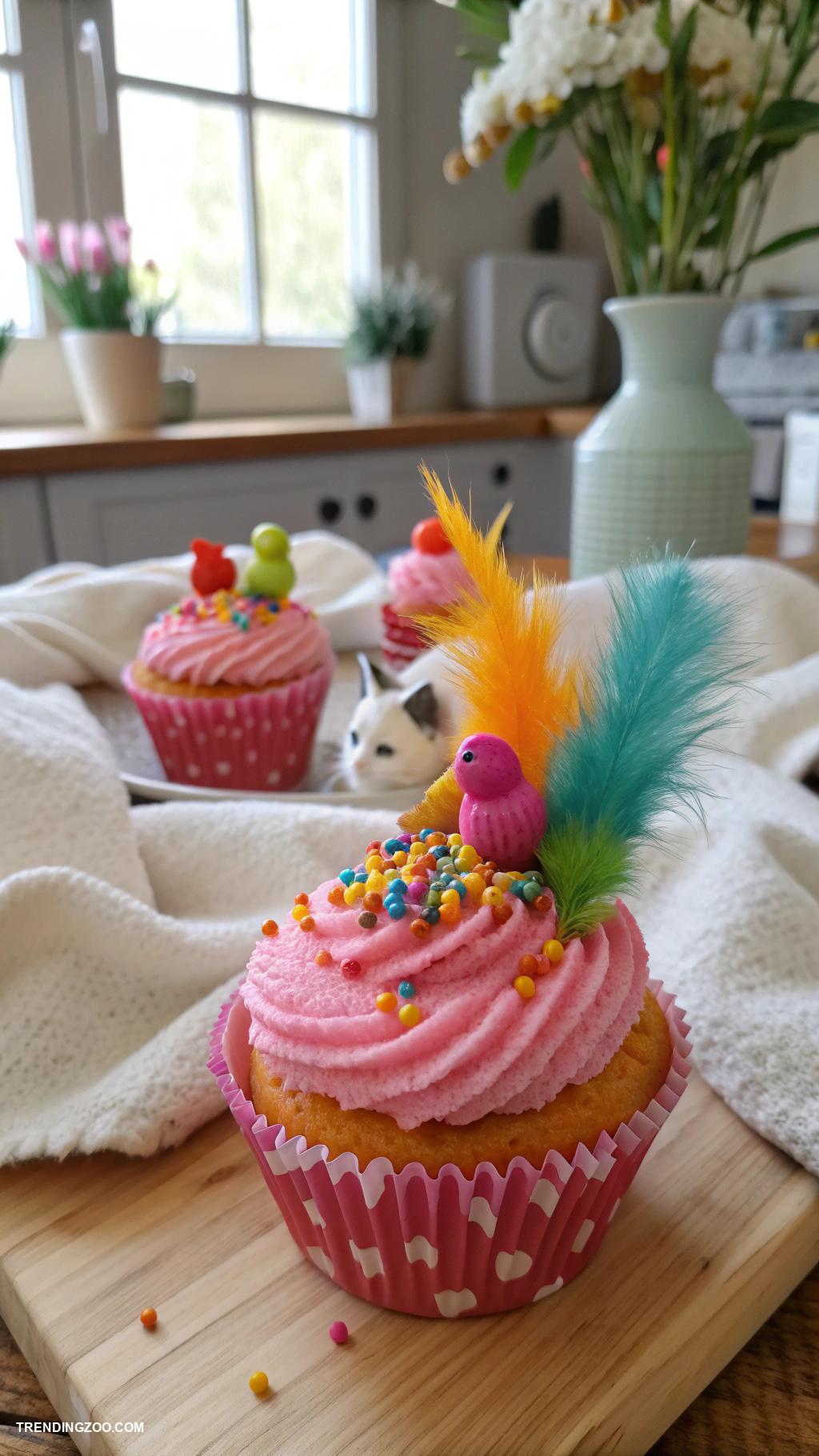 cat themed cake ideas Colorful Cat Toy Cupcake Toppers