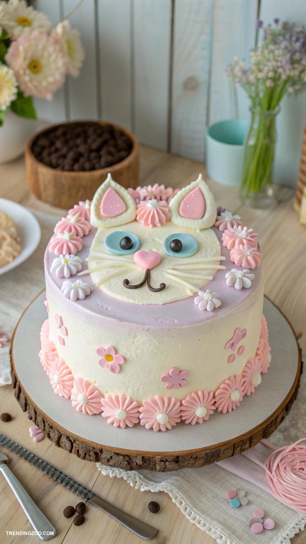 cat themed cake ideas Kitty Face Buttercream Delight