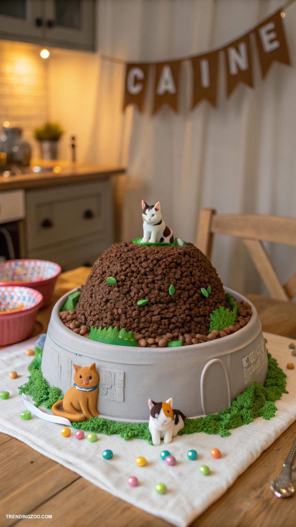 cat themed cake ideas Litter Box Cake with Chocolate Crumbles