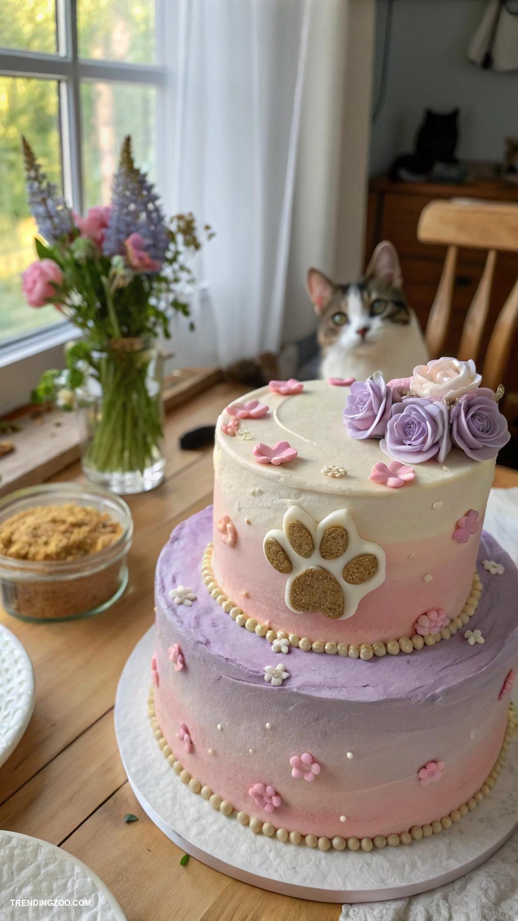 cat themed cake ideas Purr fect Paw Print Cake