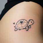 cute turtle tattoo ideas Whimsical turtle with a heart shell