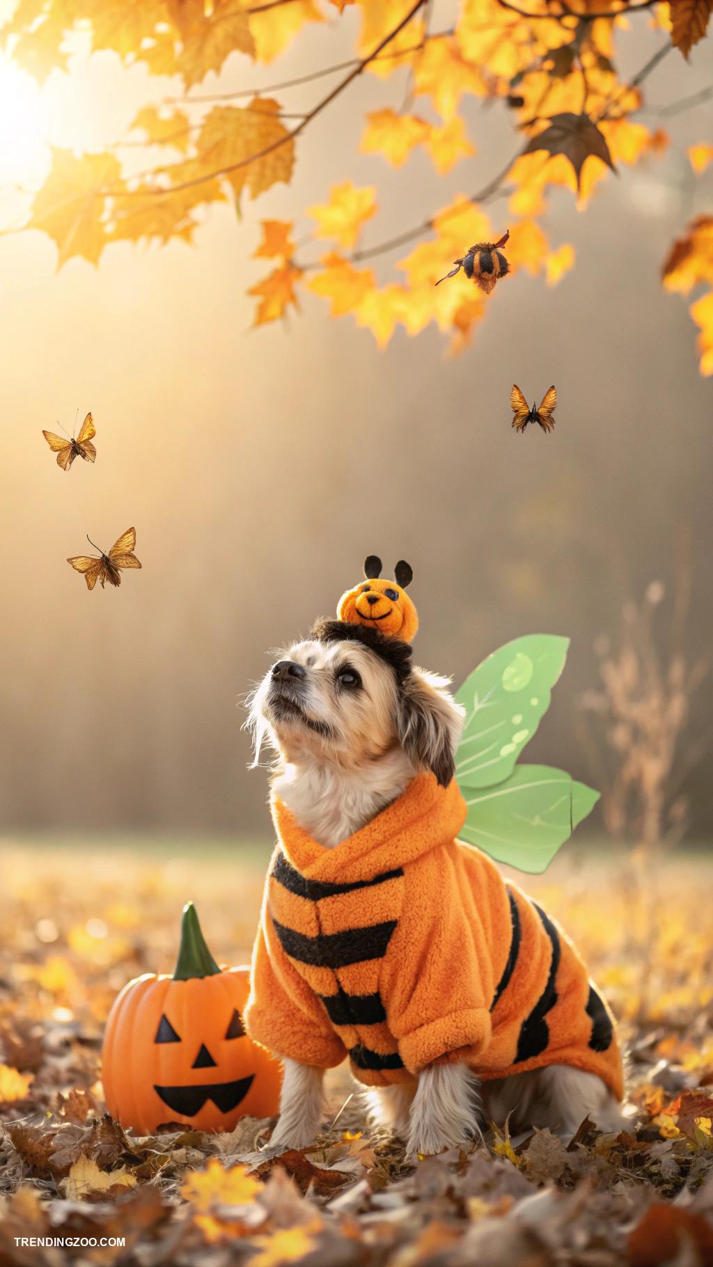 dog halloween costumes Bee with fluffy wings and antennae
