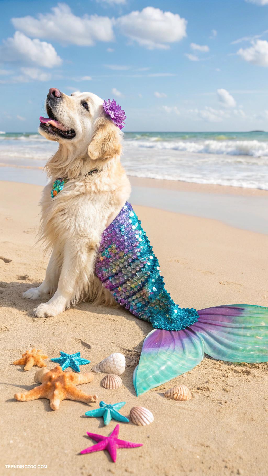 dog halloween costumes Mermaid dog with scale tail
