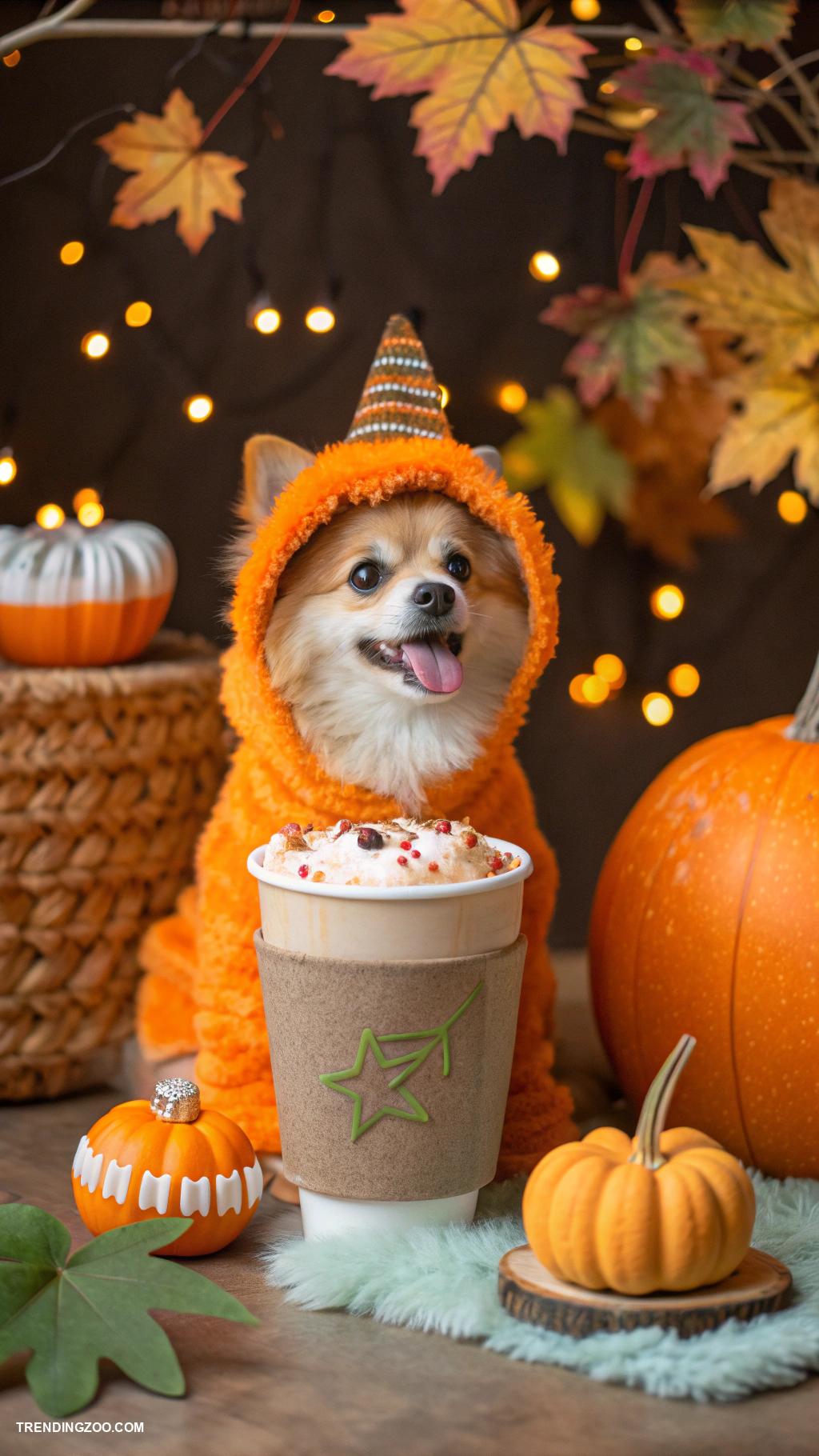 dog halloween costumes Pumpkin spice latte furry cup
