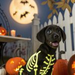 dog halloween costumes Skeleton pup with glow in the dark bones