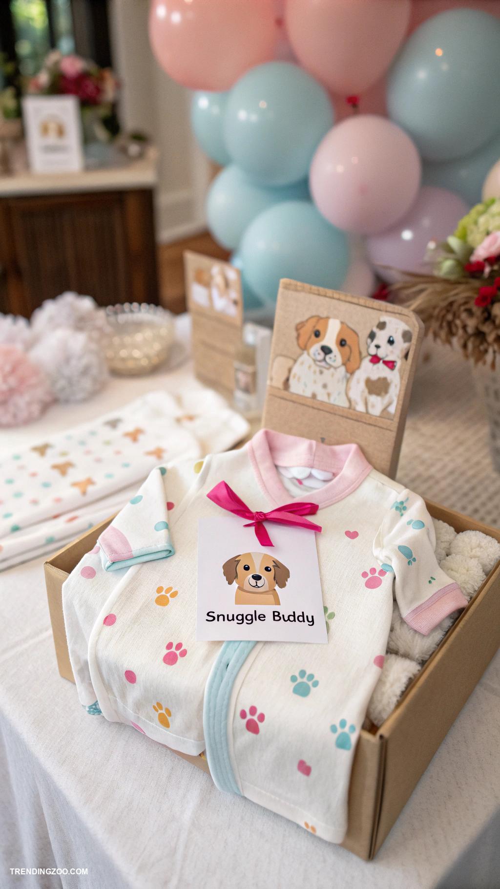 dog themed baby shower ideas Customized dog themed onesies as party favors