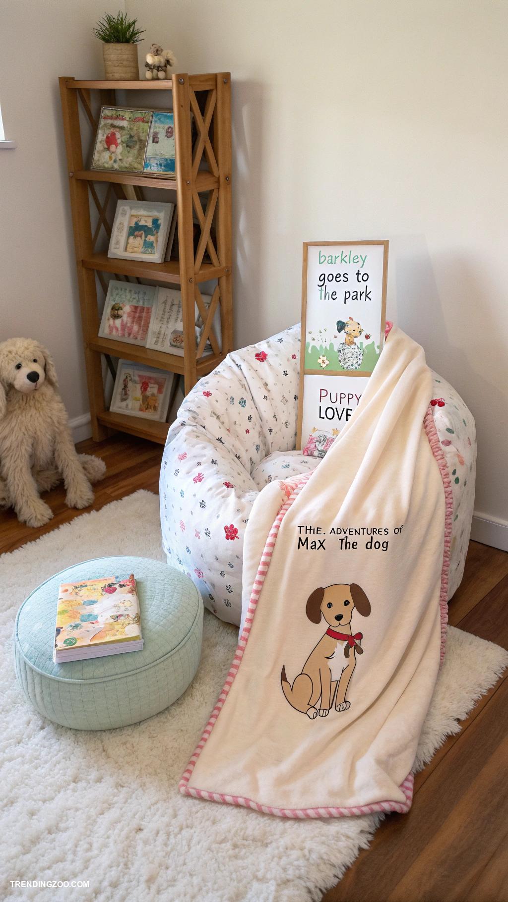 dog themed baby shower ideas Storytime corner with dog themed books