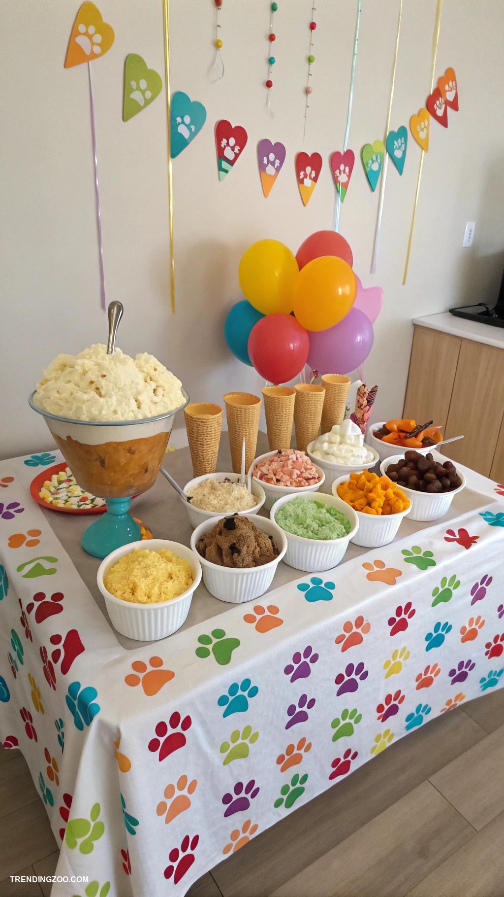 dog themed birthday party Dog friendly ice cream bar
