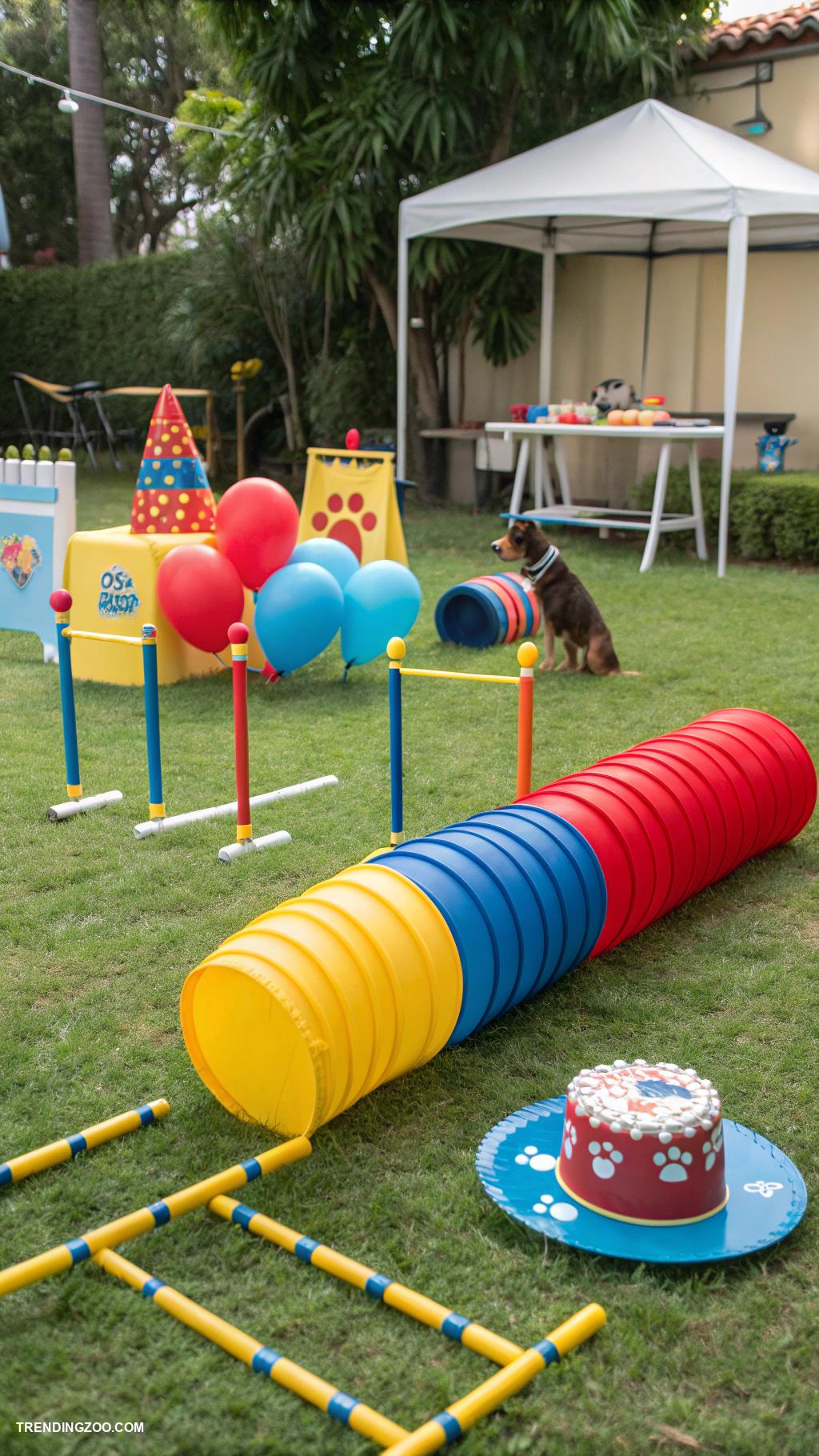 dog themed birthday party Outdoor agility obstacle course