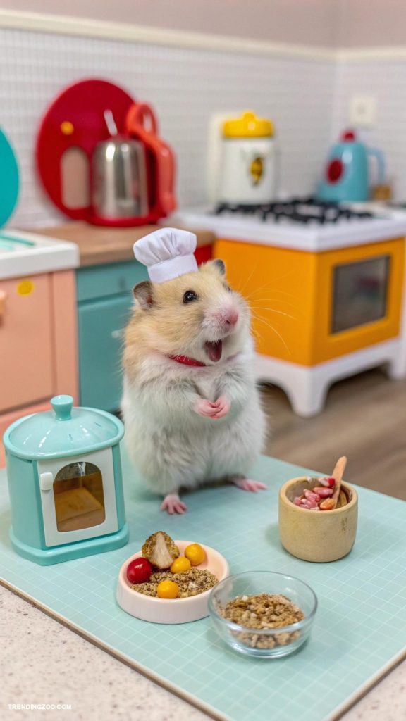 funny hamsters Hamster cooking show gourmet treats for fluff