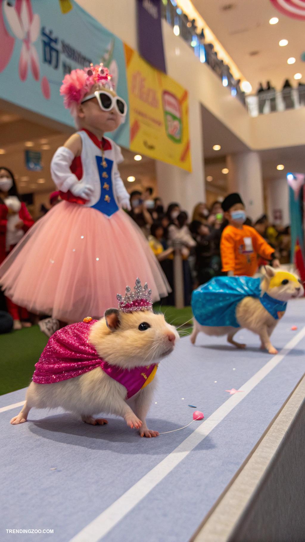 funny hamsters Hamster fashion show with tiny costumes