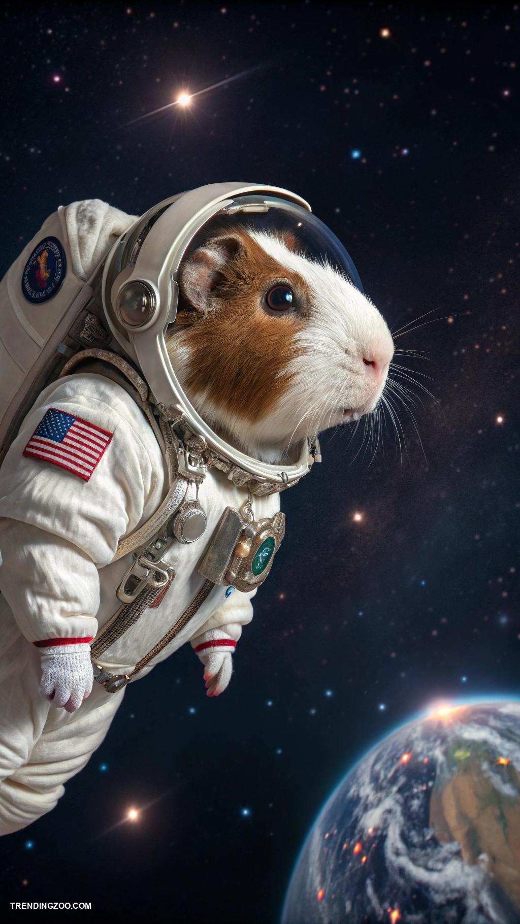 guinea pig tattoo ideas Astronaut guinea pig floating in space