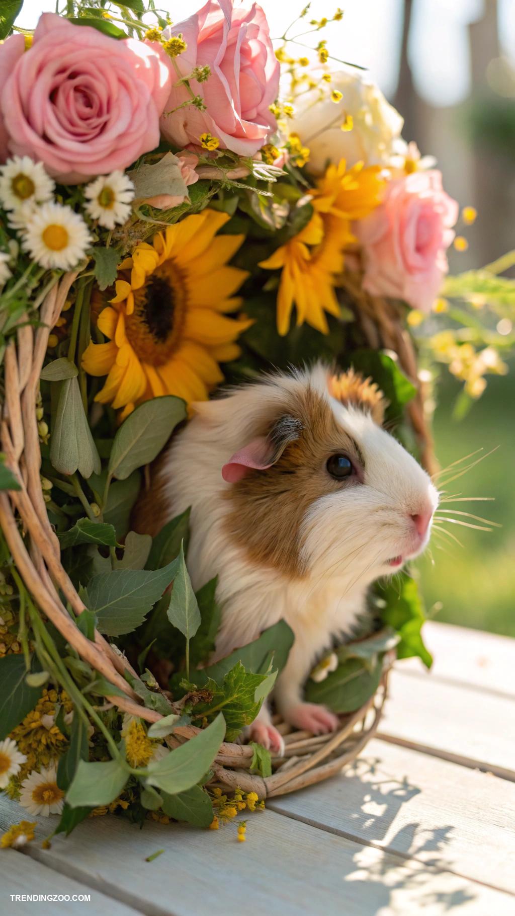 guinea pig tattoo ideas Floral wreath surrounding a cute guinea pig