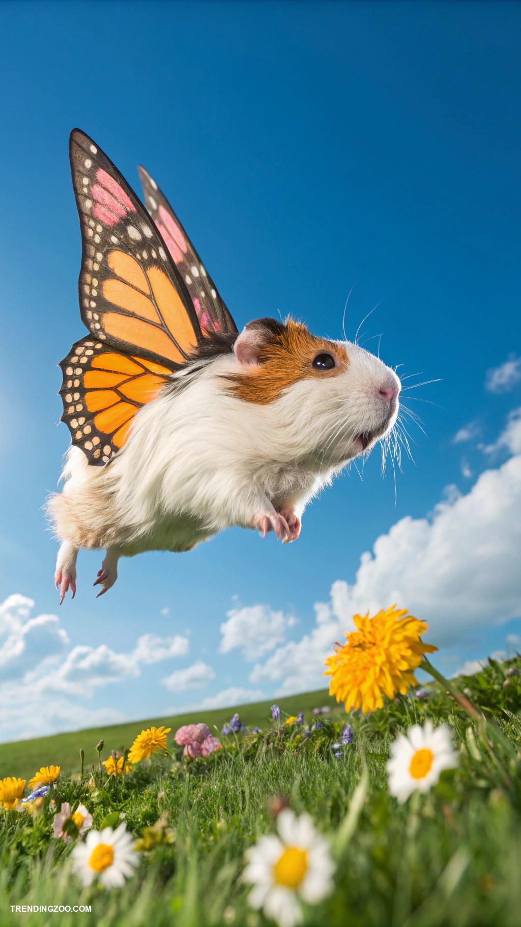 guinea pig tattoo ideas Guinea pig flying with butterfly wings