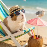 guinea pig tattoo ideas Guinea pig lounging on a beach chair