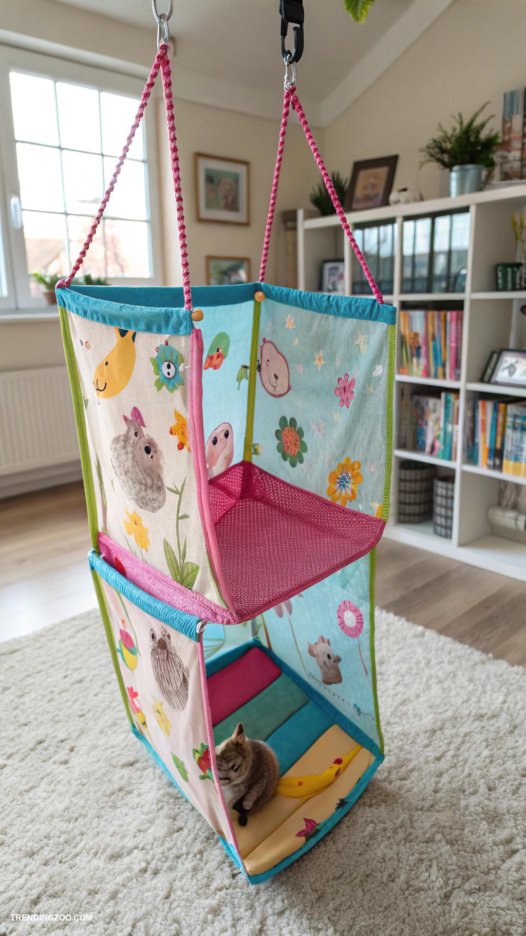 hamster cage ideas Hanging mesh pouch playground for hamsters