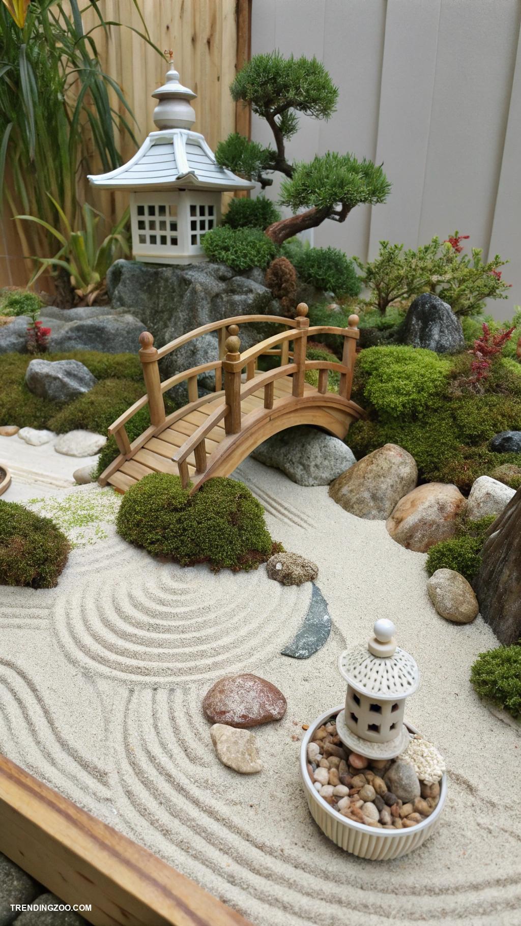 hermit crab habitat ideas Japanese Zen garden with miniature elements