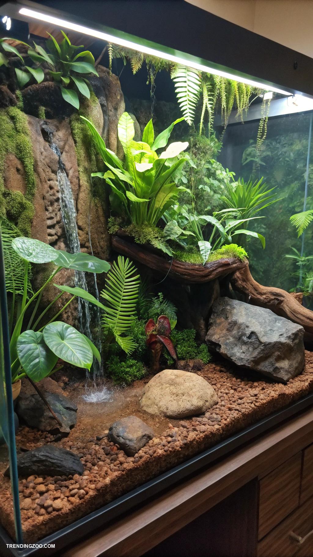 hermit crab habitat ideas Tropical rainforest themed aquarium setup