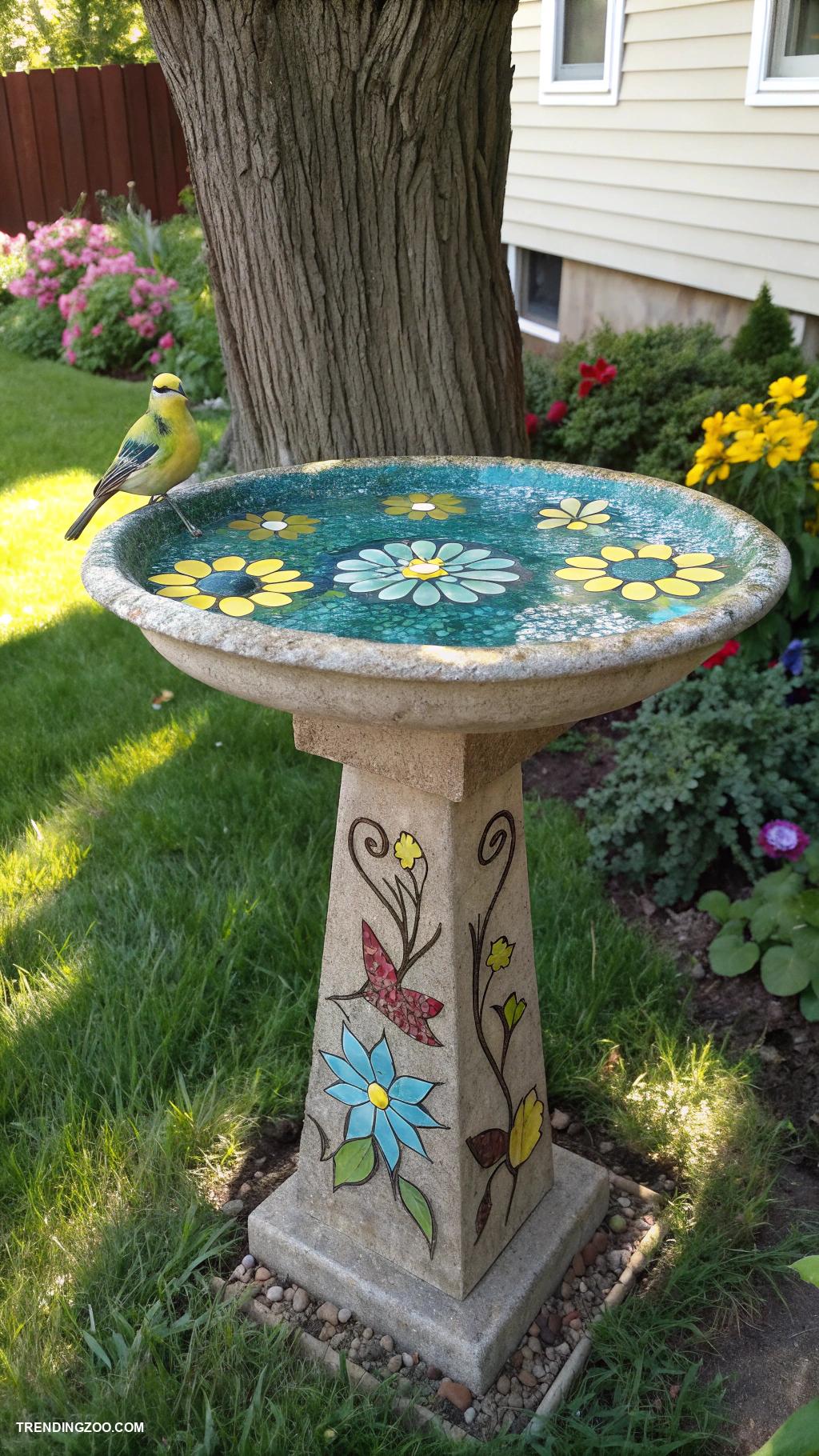 homemade bird baths Create a mosaic tile bird bath
