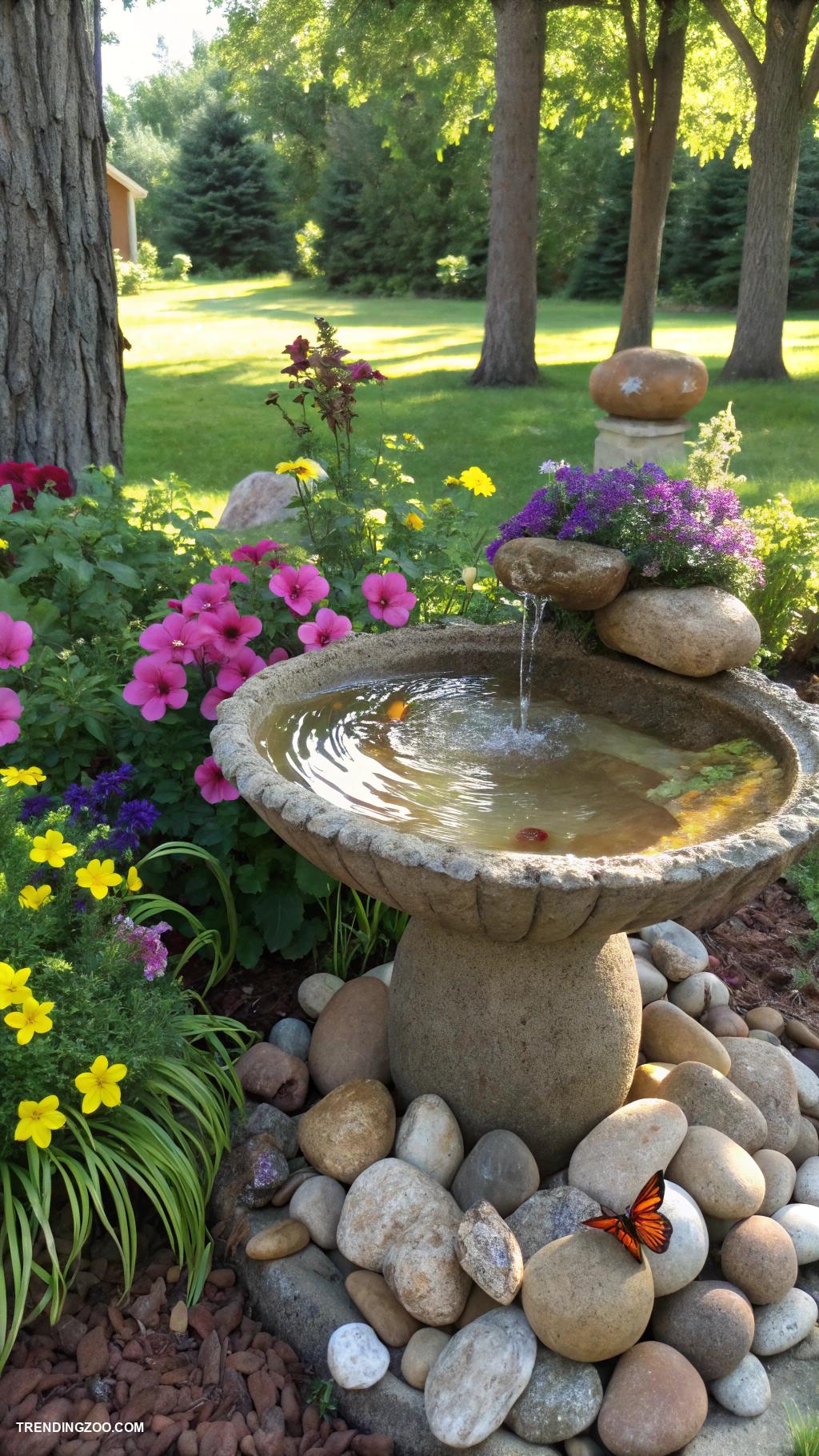 homemade bird baths Design a natural feature with stones and water