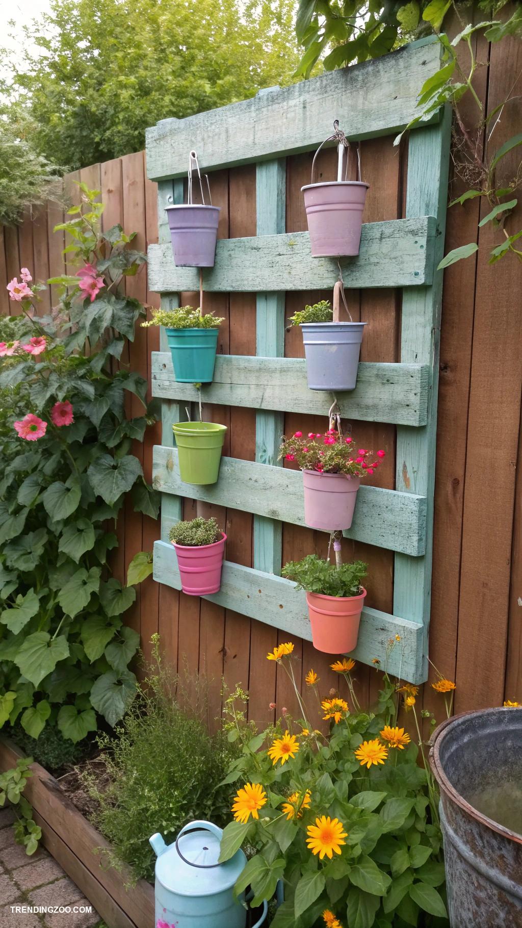 homemade bird baths Hang a wooden pallet with water containers