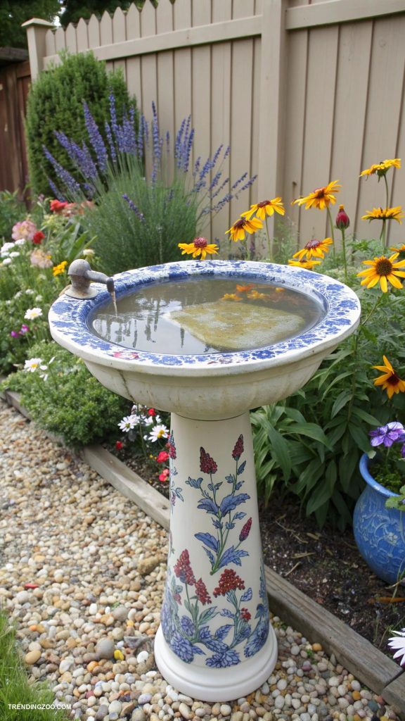 homemade bird baths Install a ceramic sink as a unique bath