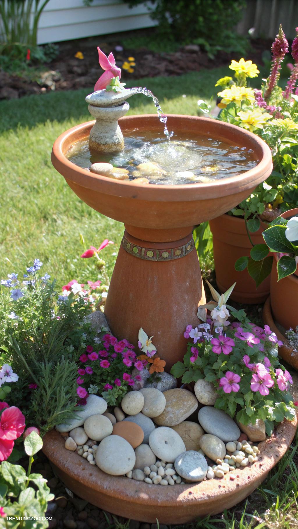 homemade bird baths Repurpose a clay pot for a charming bath